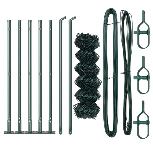  Lánc Kerítés 7 Felfújt Oszloppal 0.4x10 m Horganyzott Acél