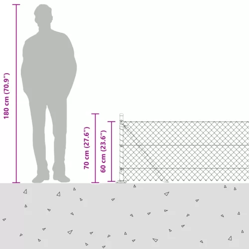  láncos kerítés 7 Flanged oszloppal 0,6x10 m horganyzott acél