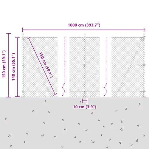  láncfeszítő kerítés 7 flanges oszloppal 1.4x10 m galvanizált acél