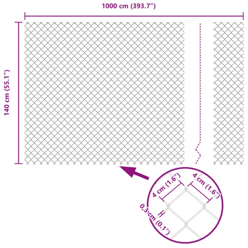  láncfeszítő kerítés 7 flanges oszloppal 1.4x10 m galvanizált acél