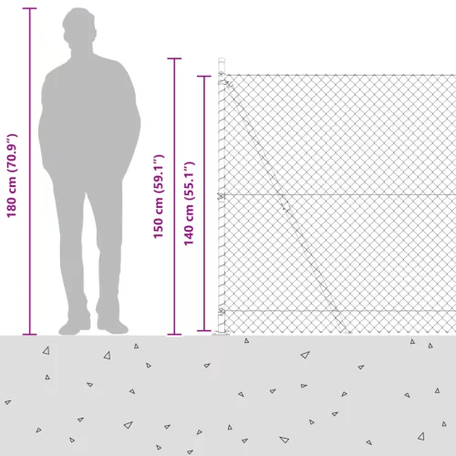  láncfeszítő kerítés 7 flanges oszloppal 1.4x10 m galvanizált acél