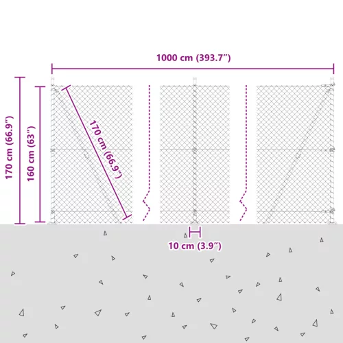  Lánckerítés 7 Flangolt Oszloppal 1.6x10 m Horganyzott Acél
