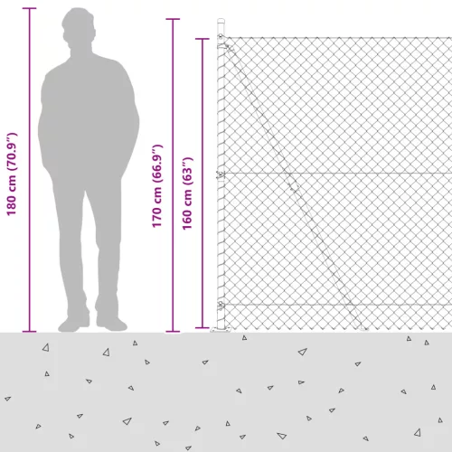  Lánckerítés 7 Flangolt Oszloppal 1.6x10 m Horganyzott Acél
