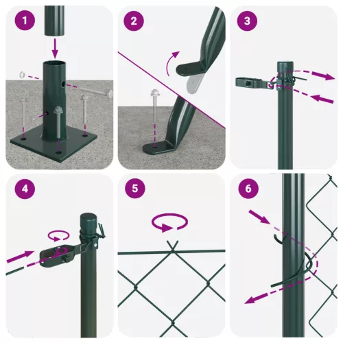  Láncos kerítés 7 Flanged Posts 0.8x10 m Horganyzott acélból