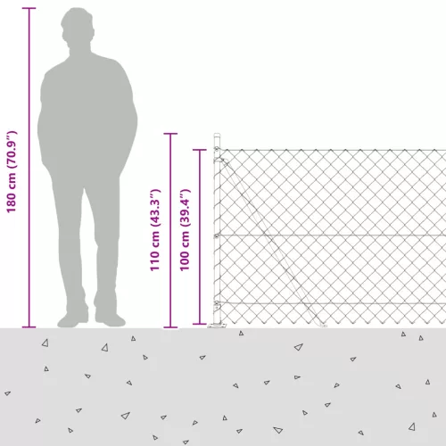  Lánc Link Kerítés 7 Furatokkal 1x10 m Horganyzott Acélból