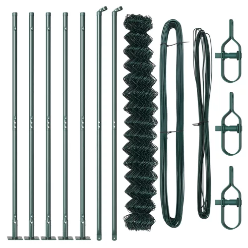  láncos kerítés 7 földbekerített oszloppal 1.6x10 m horganyzott acélból