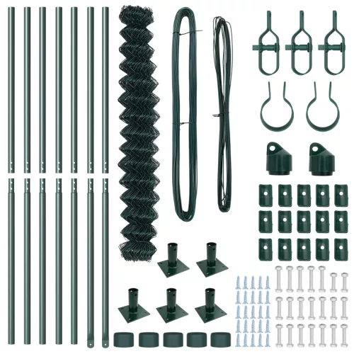  láncos kerítés 7 földbekerített oszloppal 1.6x10 m horganyzott acélból
