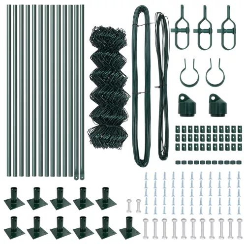  Láncos kerítés 13 peremes oszloppal 0,4x25 m Galvanizált acél