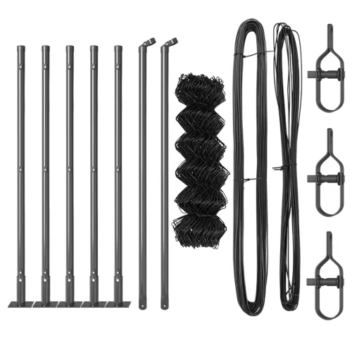  Láncos Kerítés 7 Flangás Oszloppal 0.4x10 m Galvanizált Acél