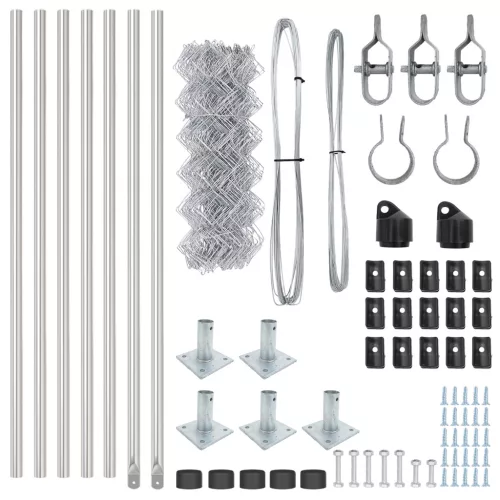  Láncos Kerítés 7 Flanged Posts 0.4x10 m Horganyzott Acél