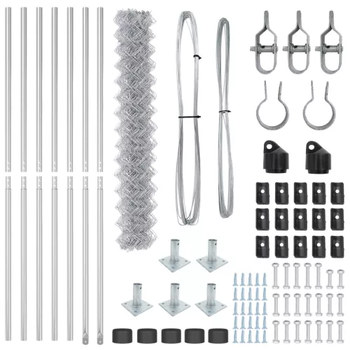  láncos kerítés 7 fém talppal 1.4x10 m galvanizált acél