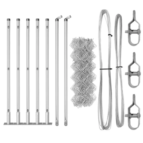  Láncos Kerítés 7 Flangolt Oszloppal 0.6x10 m Galvanizált Acél
