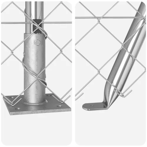  láncos kerítés 7 fém tartószlopokkal 0.8x10 m Galvanizált acél