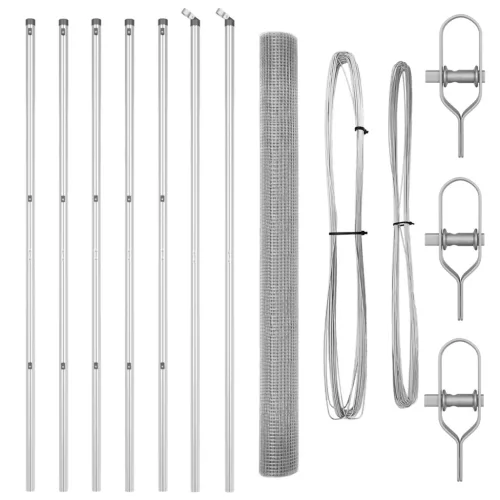  Horganyzott Drótháló Kerítés 7 Oszloppal 1.5x10 m Horganyzott Acél