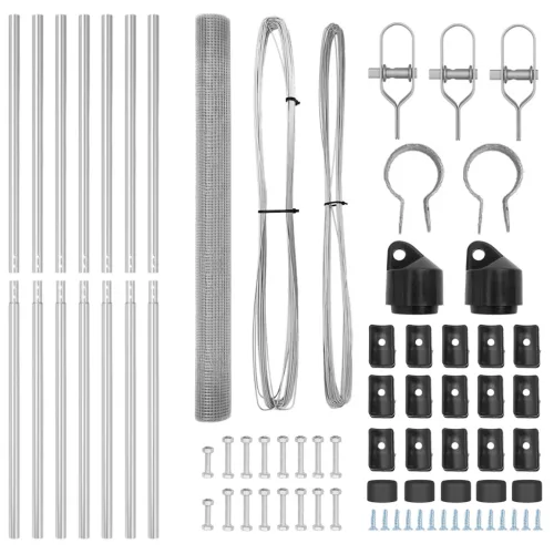  Horganyzott Drótháló Kerítés 7 Oszloppal 1.5x10 m Horganyzott Acél
