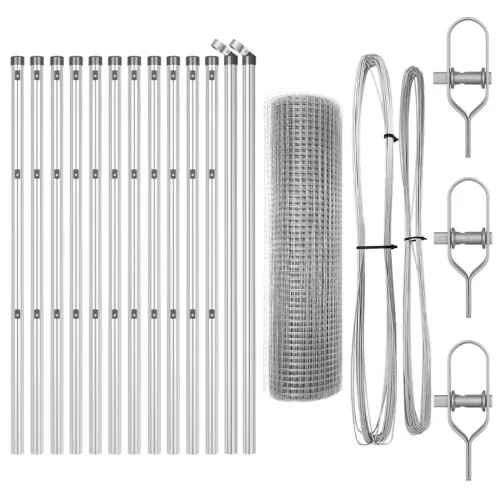  Horganyzott Drót Kerítés 13 Oszloppal 0.8x25 m Horganyzott Acél