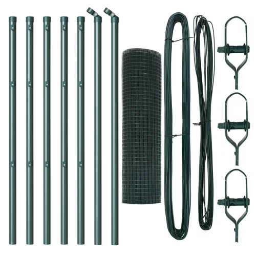  Hegesztett Drótkerítés 7 Oszloppal Zöld 0.8x10 m Acél