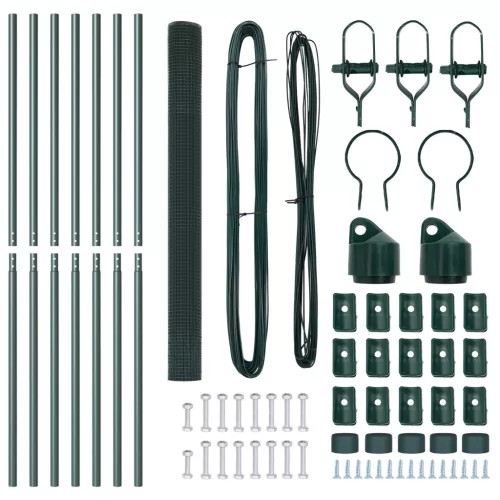  hegesztett drótkerítés 7 poszttal Zöld 1.6x10 m Acél