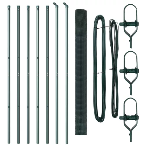  hegesztett háló kerítés 7 oszloppal zöld 1.6x10 m acél