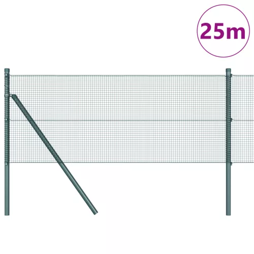  Hegesztett Drótháló Kerítés 13 Oszloppal Zöld 0.5x25 m Acél