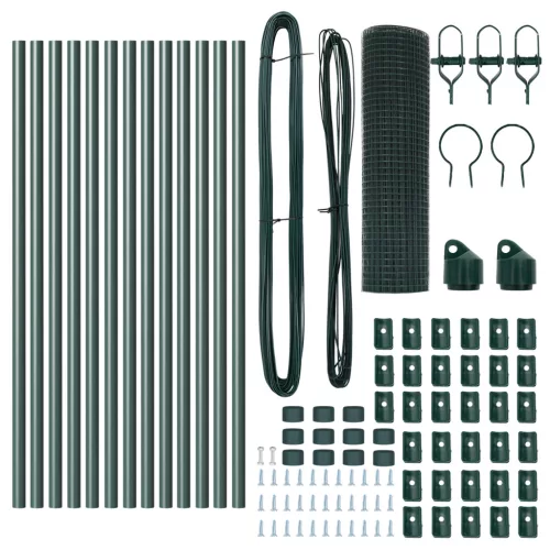  hegesztett háló kerítés 13 oszloppal Zöld 0,8x25 m Acél