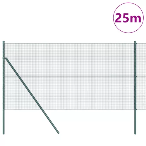  Fém kerítésoszlop készlet 2 db Zöld Fém, PVC bevonat 25 x 1 m