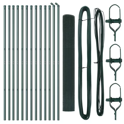  Fém kerítésoszlop készlet 2 db Zöld Fém, PVC bevonat 25 x 1 m