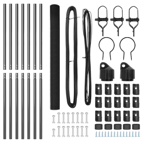  horganyzott drótkerítés 7 oszloppal Szürke 1.6x10 m acél