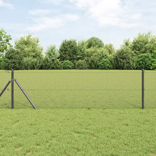  Kerítésoszlop Készlet 2 db Szürke Műanyag, Fém 25 x 0.5 m