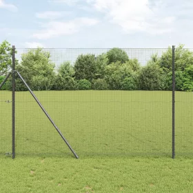    Hegesztett Drótkerítés 13 Poszttal Szürke 1.6x25 m Acél