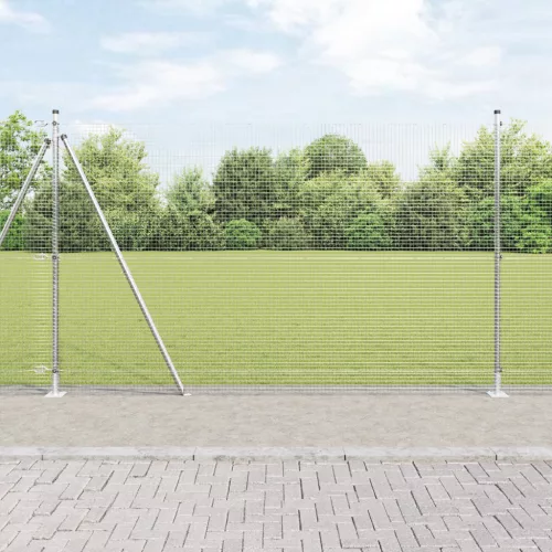  Horganyzott Drótkerítés 7 Flangált Oszloppal 1.4x10 m Horganyzott Acélból