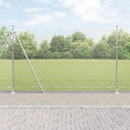  Horganyzott Hálós Kerítés 7 Felfogató Oszloppal 1.5x10 m Horganyzott Acél