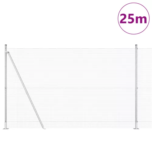 hegesztett drótkerítés 13 befogott oszloppal 1,6x25 m horganyzott acél