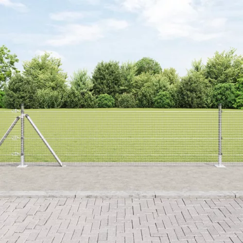  Horganyzott Drótháló Kerítés 13 Flangolt Oszloppal 0.4x50 m Horganyzott Acél