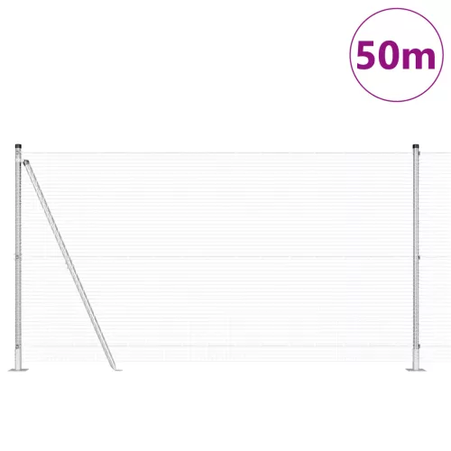  Hegesztett Drótkerítés 13 Flancos Oszloppal 1,2x50 m Horganyzott Acél