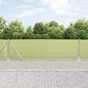    Horganyzott Drótkerítés 13 Flangolt Oszloppal 0,5x100 m Horganyzott Acél