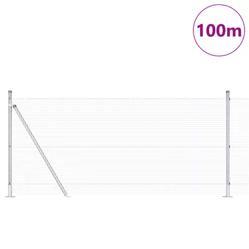  Horganyzott Huzalos Kerítés 13 Flangolt Oszloppal 0.8x100 m Horganyzott Acél