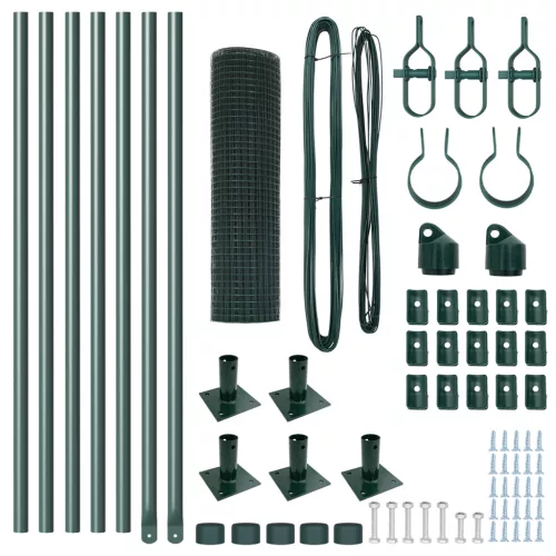  Kerítésoszlop Készlet 2 db-os szett Zöld Fém, PVC bevonat