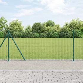    Kerítésoszlop Szett 2 db Zöld Fém műanyag bevonattal 10 x 1 m