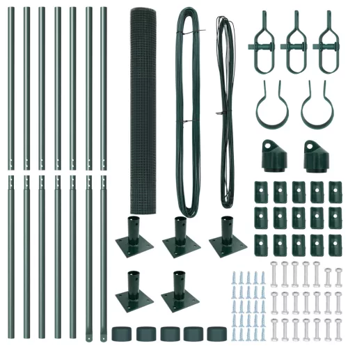  Hegesztett Drótkerítés 7 Felfogató Oszloppal Zöld 1.2x10 m Acél