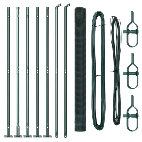  Huzalkerítés 7 Flancos Oszloppal Zöld 1.4x10 m Acél