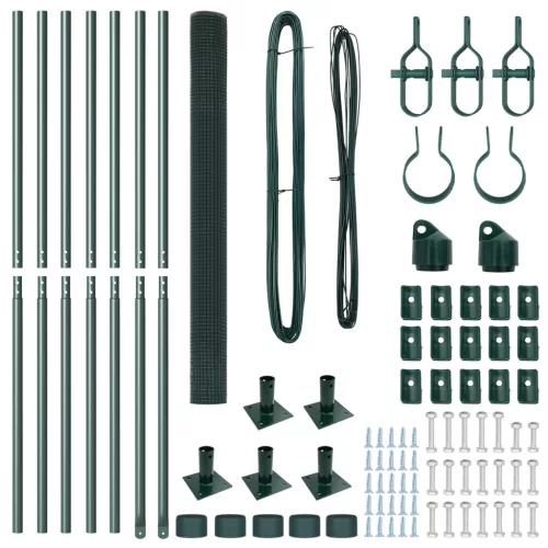  Huzalkerítés 7 Flancos Oszloppal Zöld 1.4x10 m Acél