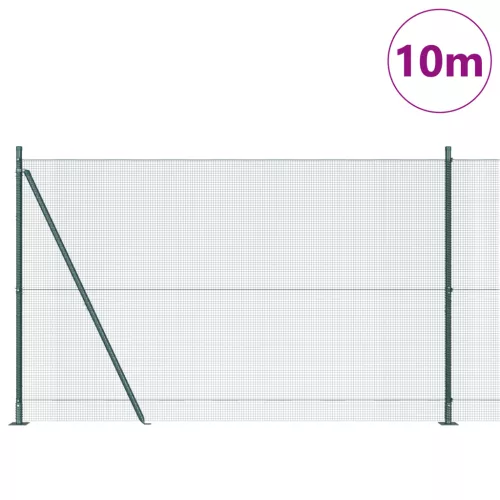  hegesztett drótkerítés 7 bemetszett oszloppal Zöld 1.6x10 m Acél