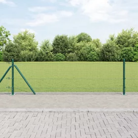    hegesztett drótkerítés 13 fémbetétes oszloppal Zöld 0.4x25 m