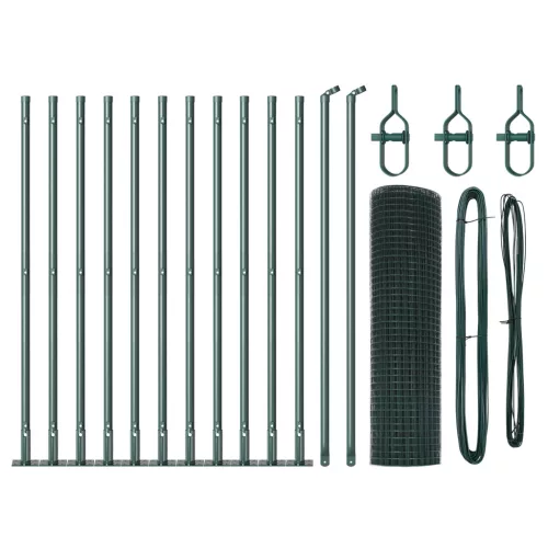  hegesztett drótkerítés 13 fémbetétes oszloppal Zöld 0.4x25 m