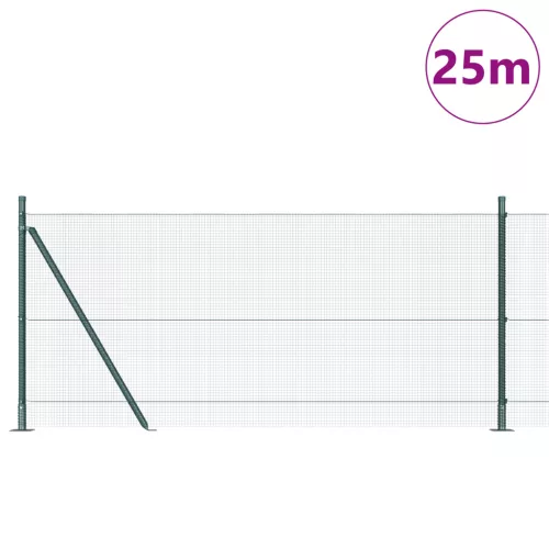  Kerítésoszlop Készlet 2 db Zöld Acél, PVC 25 x 1 m Tartós