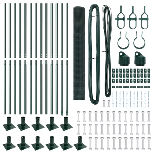  Zöld Kerítésoszlop Készlet 2 db Zöld Fém 25 x 1 m Tartós