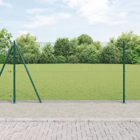    Hegesztett Huzal Kerítés 13 Flangolt Oszloppal Zöld 1.2x25 m Acél
