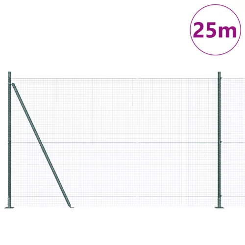  Acél Kerítésoszlop Készlet 2 db Zöld Porszórt Acél 25 x 1.5 m