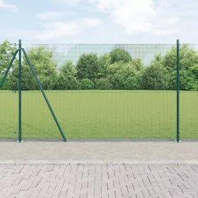   Hegesztett Drótkerítés 13 Kónikus Oszloppal Zöld 1.6x25 m Acél